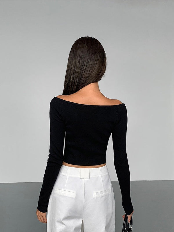 Round Neck Button Sweater