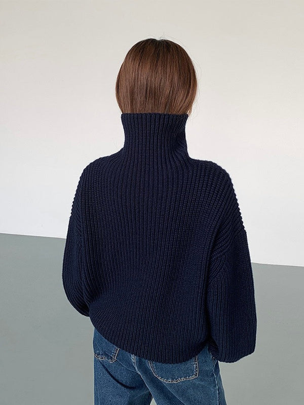High Collar Loose Knitted Sweater
