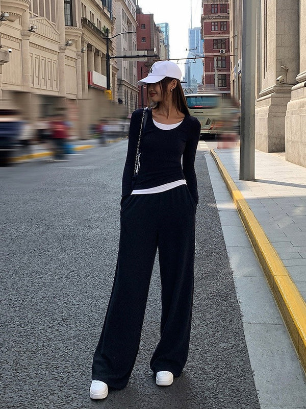 Elastic Wide Leg Sweatpants