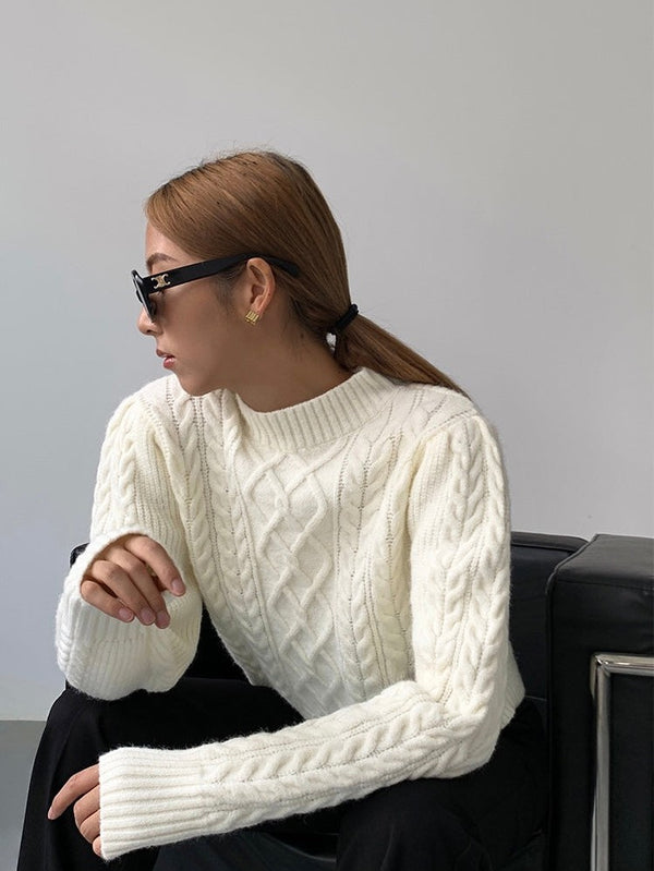 Cable Knitted Half Turtleneck Sweater