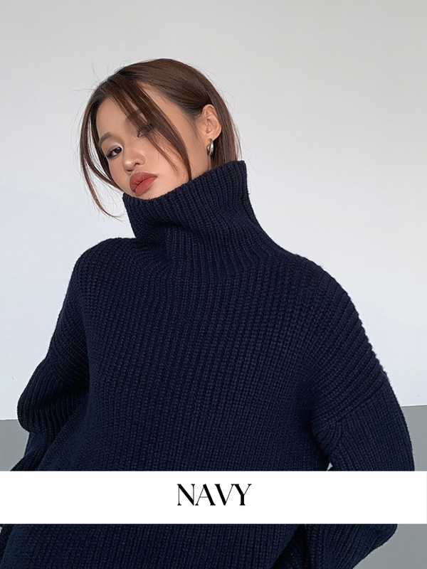 High Collar Loose Knitted Sweater