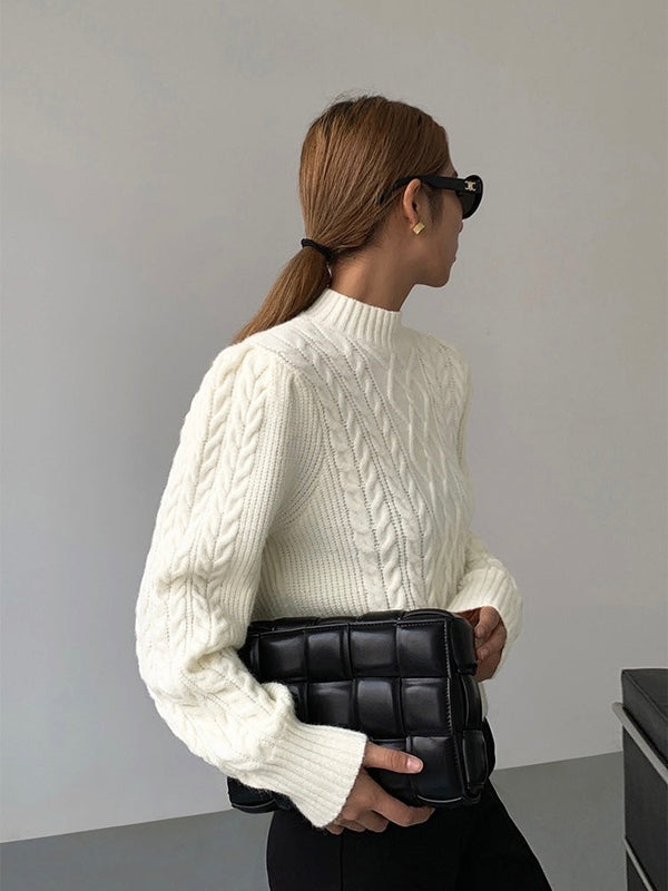 Cable Knitted Half Turtleneck Sweater