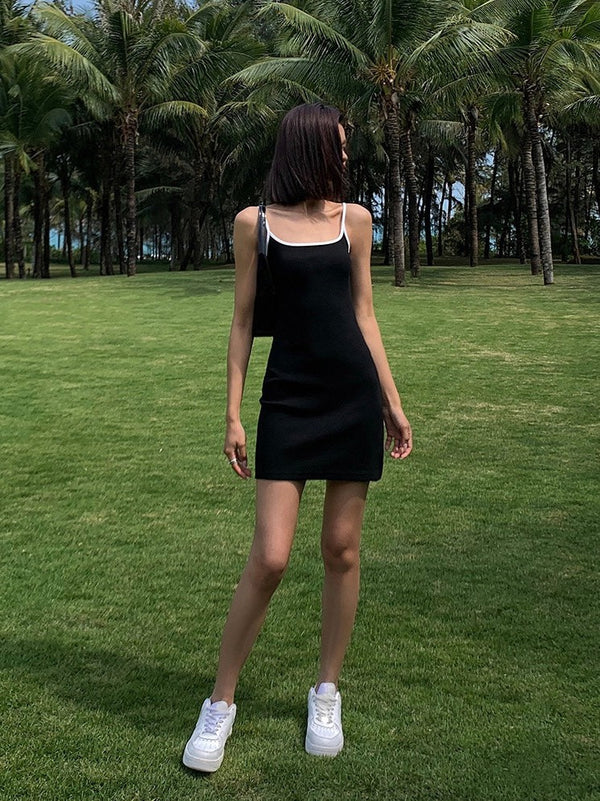 Suspender Knitted Short Dress