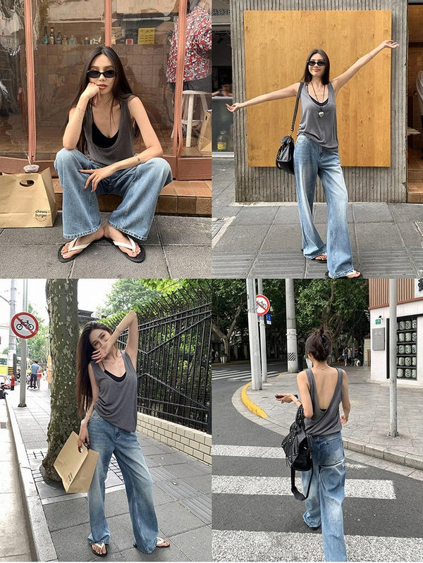 Wide-leg Straight Jeans