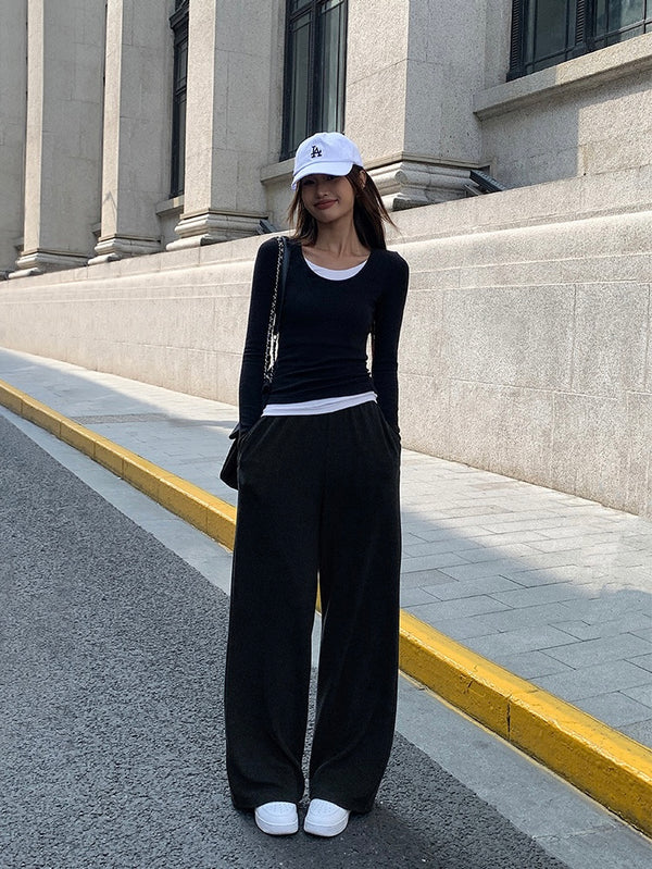 Elastic Wide Leg Sweatpants