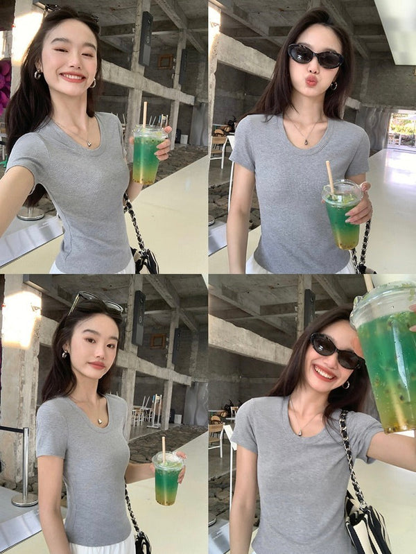 U-neck Slim T-shirt