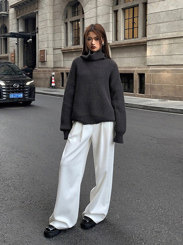 High Collar Loose Knitted Sweater
