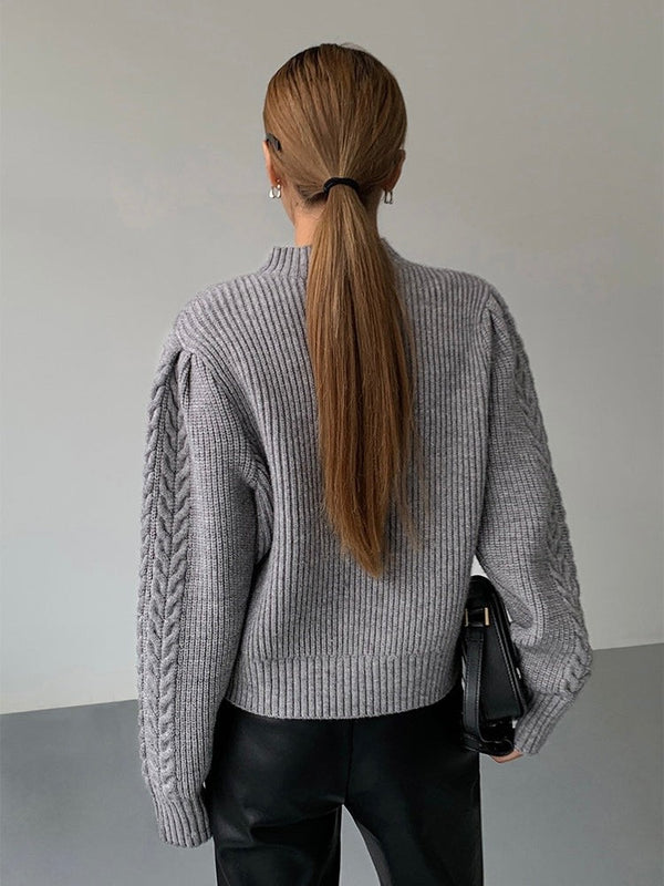 Cable Knitted Half Turtleneck Sweater