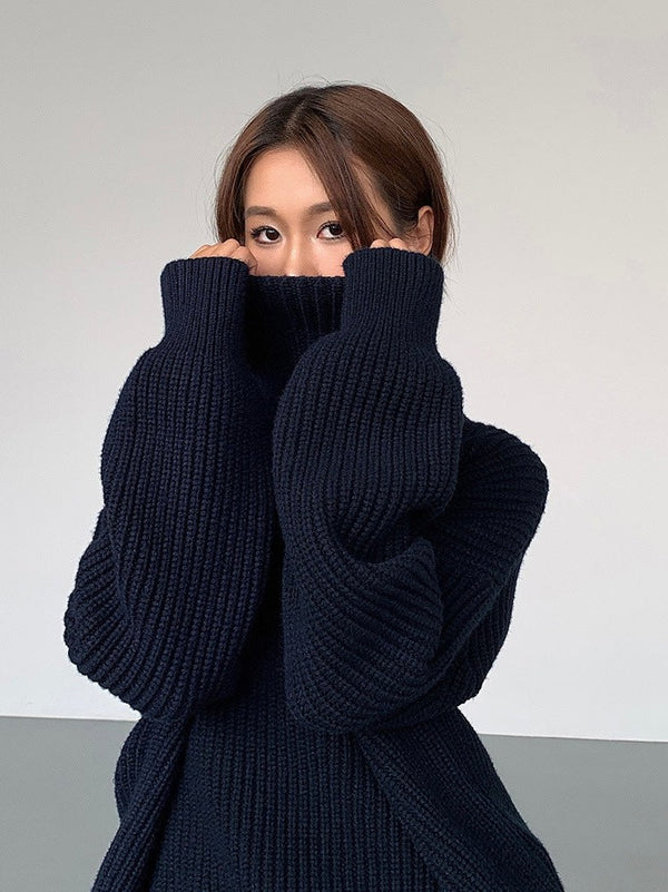 High Collar Loose Knitted Sweater