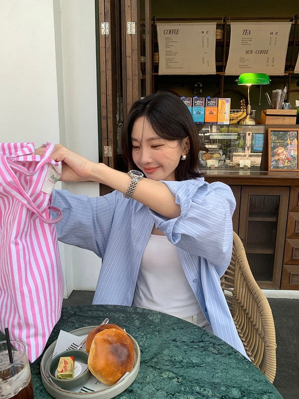 High-grade Blue Striped Shirt