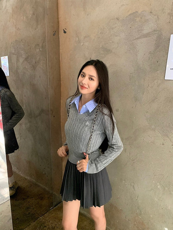 A-line Pleated Short Skirt