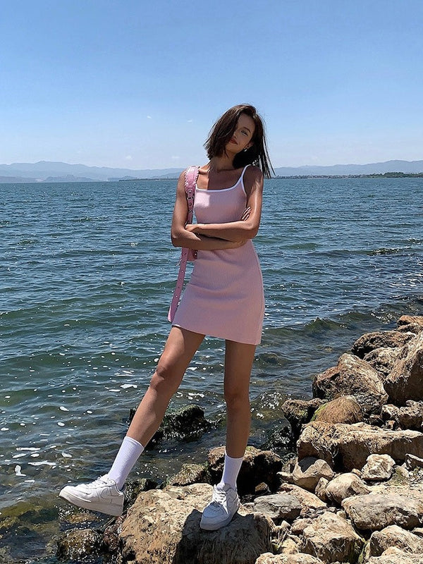 Suspender Knitted Short Dress