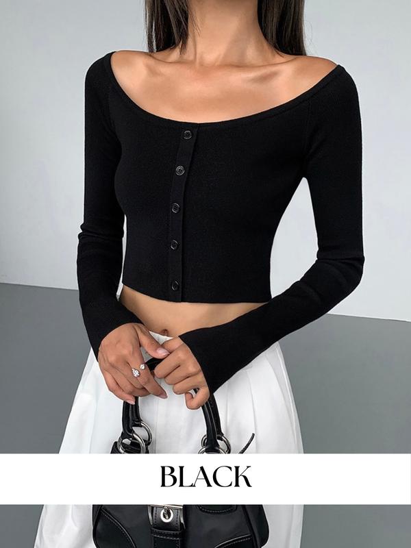 Round Neck Button Sweater