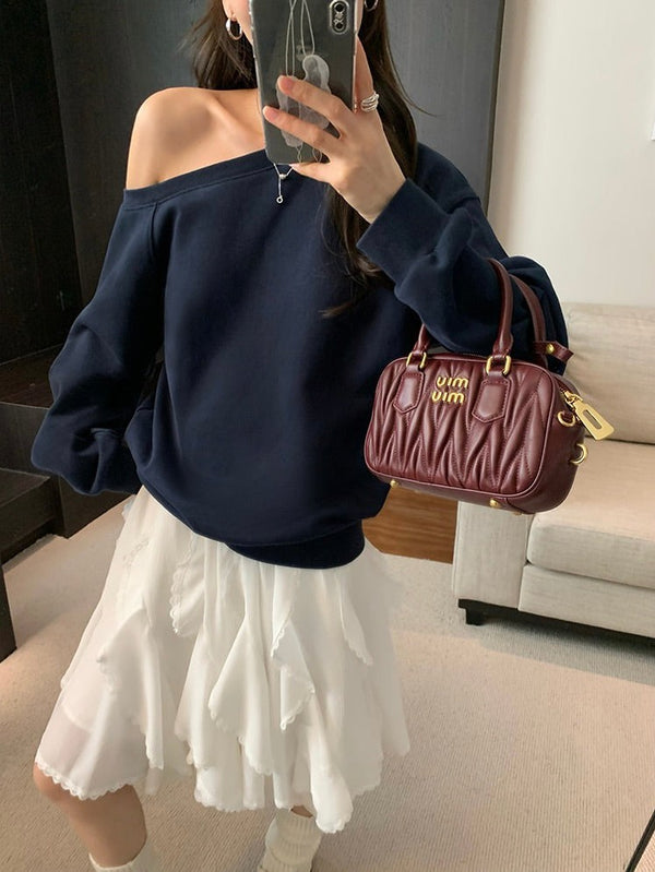 Off-shoulder Pullover Sweatshirt