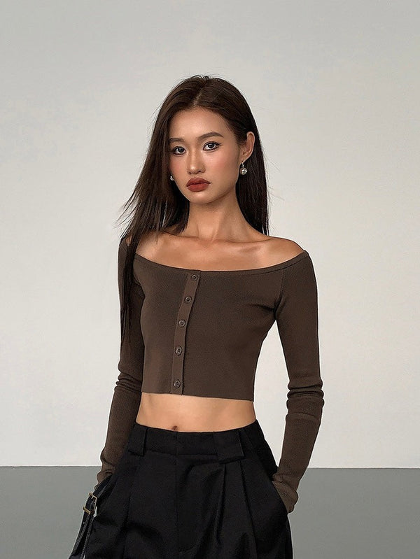 Round Neck Button Sweater