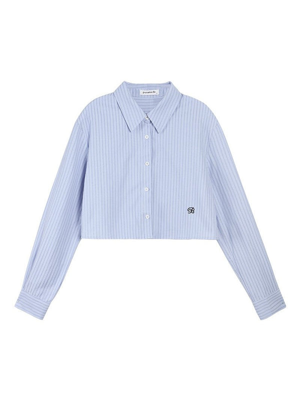 Blue Stripe Cropped Shirt