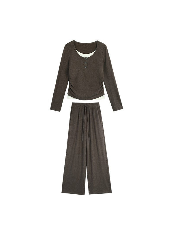 Two-piece Contrast Color Knitted Sweater