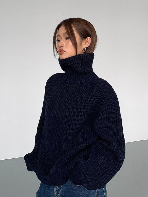 High Collar Loose Knitted Sweater