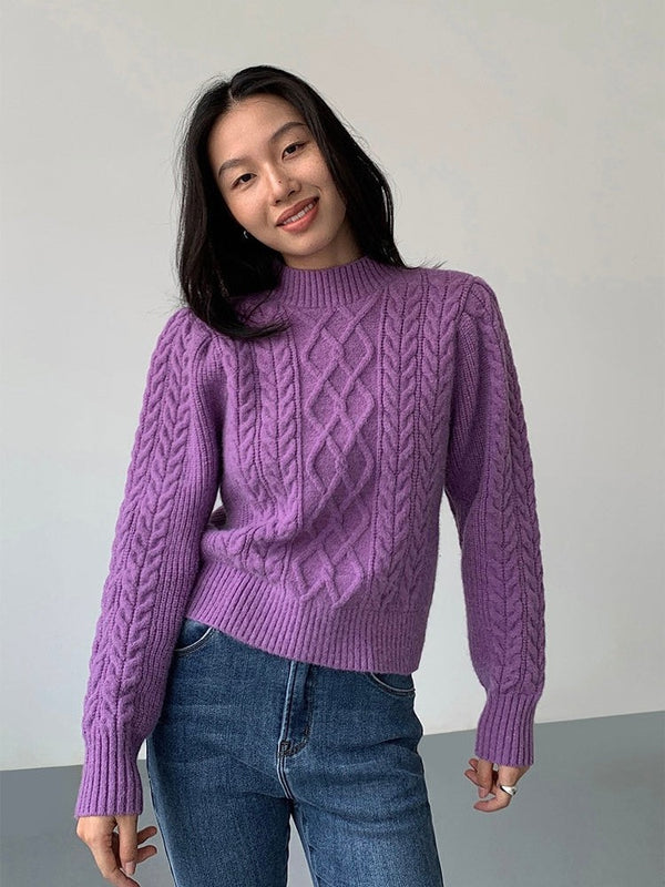 Cable Knitted Half Turtleneck Sweater