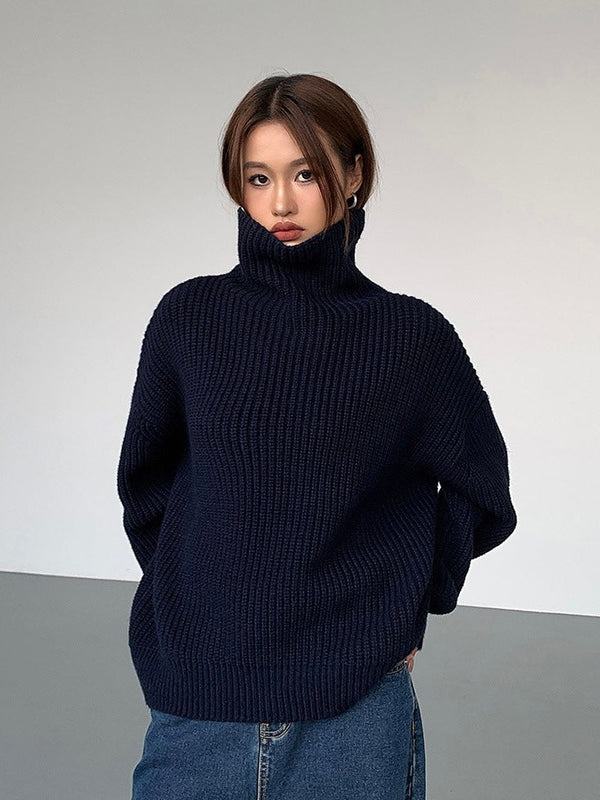 High Collar Loose Knitted Sweater