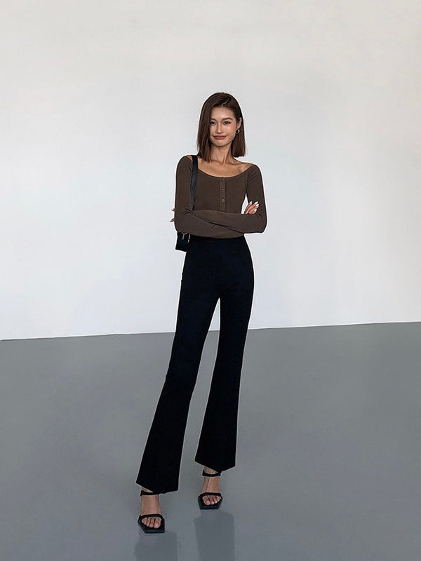 Round Neck Button Sweater