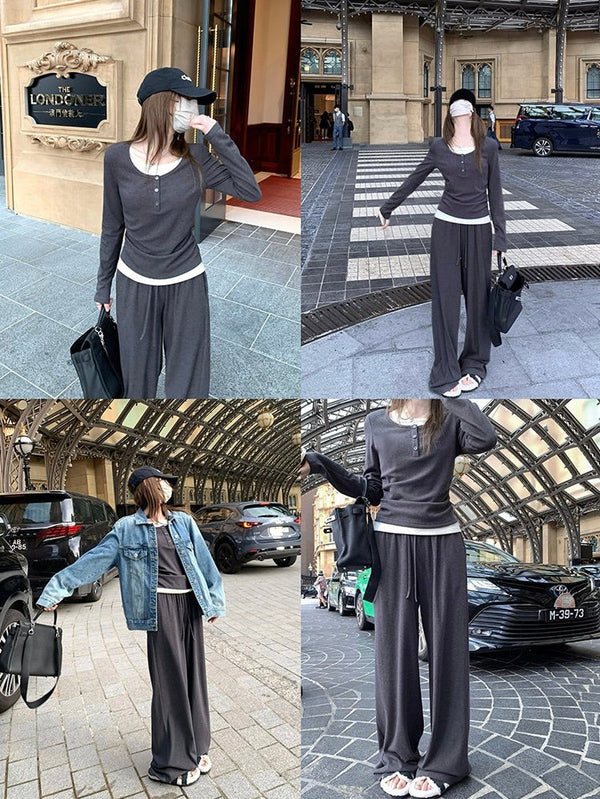 Two-piece Contrast Color Knitted Sweater