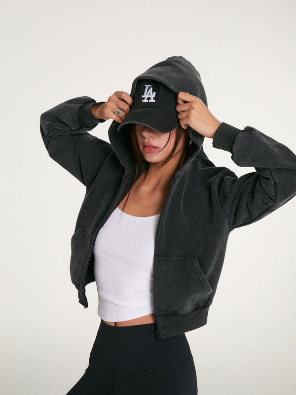 Sporty Short Zipper Hoodie