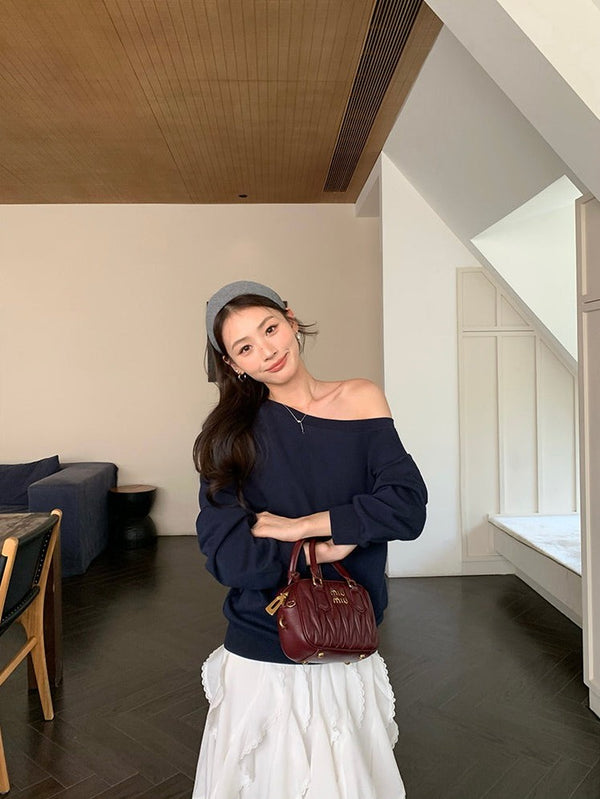 Off-shoulder Pullover Sweatshirt