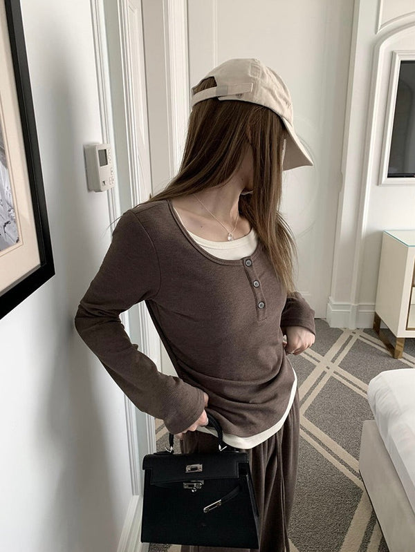 Two-piece Contrast Color Knitted Sweater