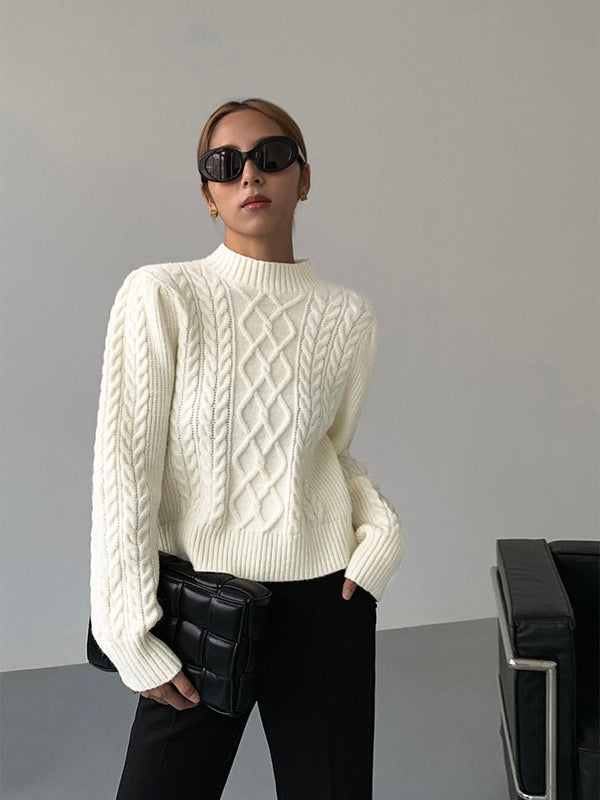 Cable Knitted Half Turtleneck Sweater