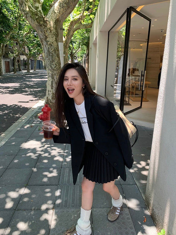 A-line Pleated Short Skirt