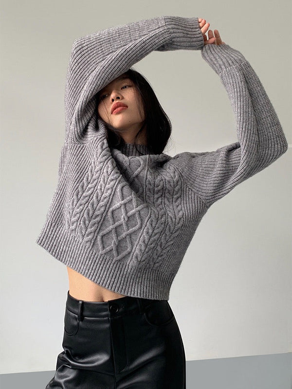 Cable Knitted Half Turtleneck Sweater