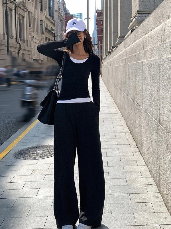 Elastic Wide Leg Sweatpants