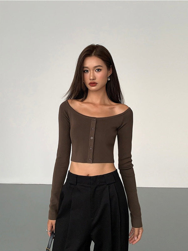 Round Neck Button Sweater
