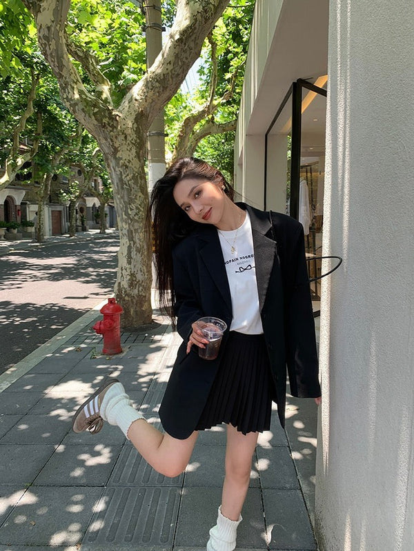A-line Pleated Short Skirt