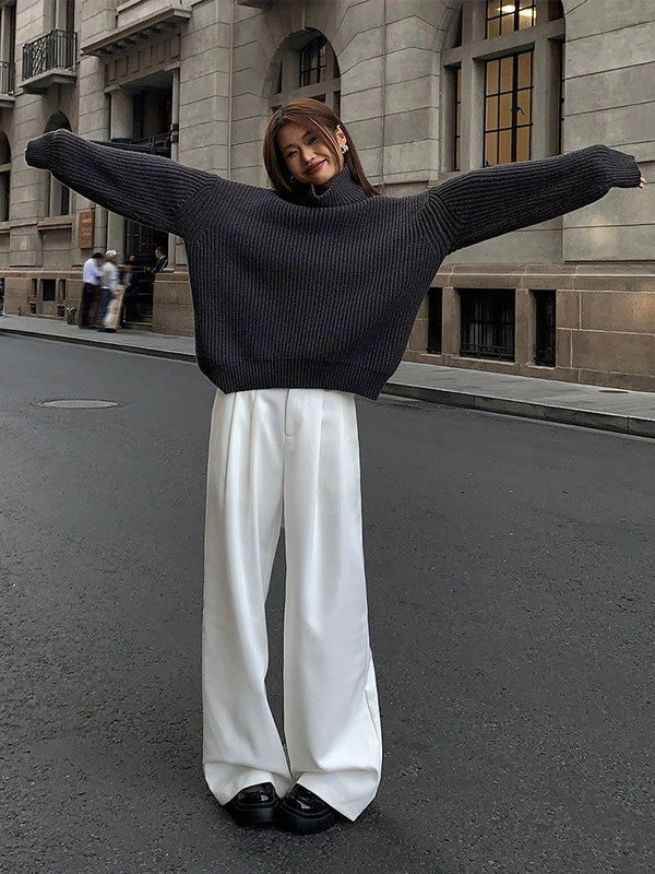 High Collar Loose Knitted Sweater