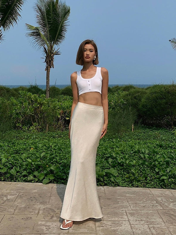 High Waist Fishtail Long Skirt