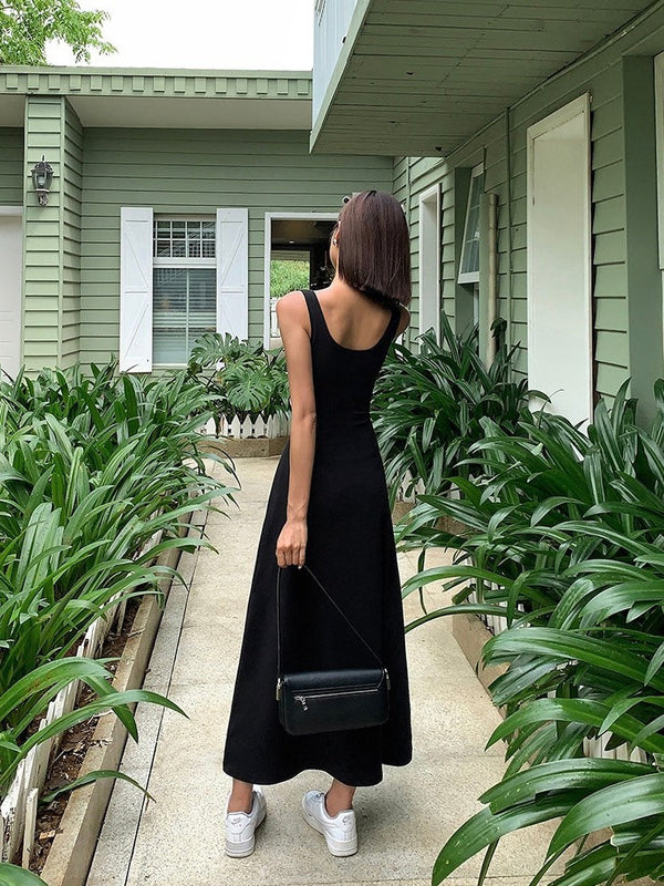 Square Neck Open Button Dress