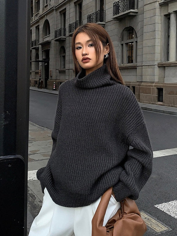 High Collar Loose Knitted Sweater