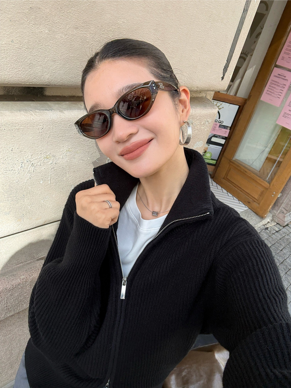 Double Zipper Lapel Sweater