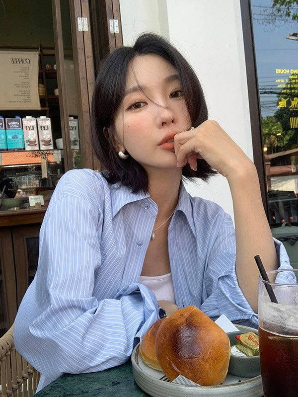 High-grade Blue Striped Shirt