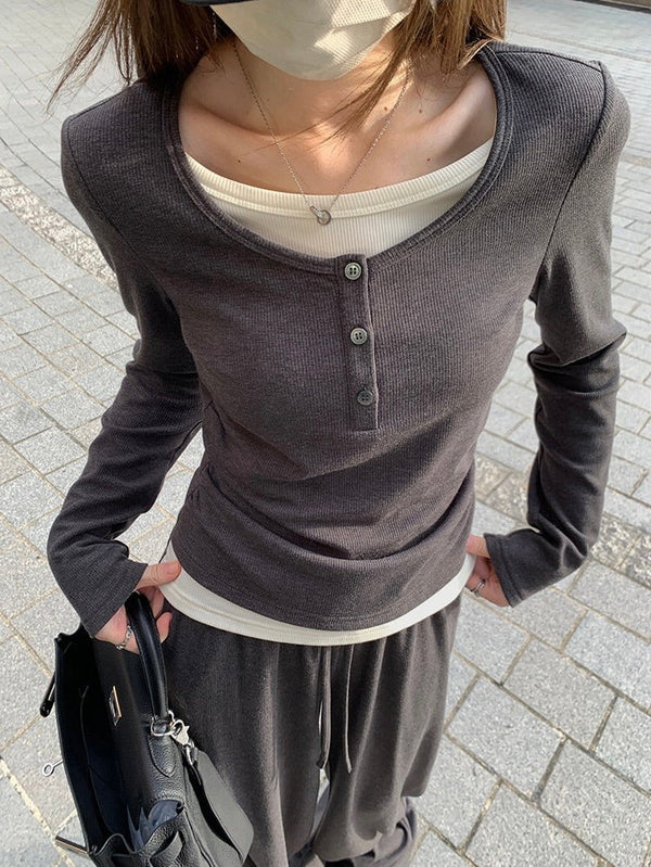 Two-piece Contrast Color Knitted Sweater