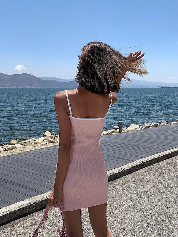 Suspender Knitted Short Dress