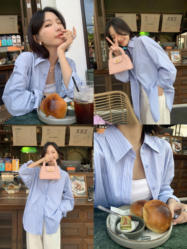 High-grade Blue Striped Shirt