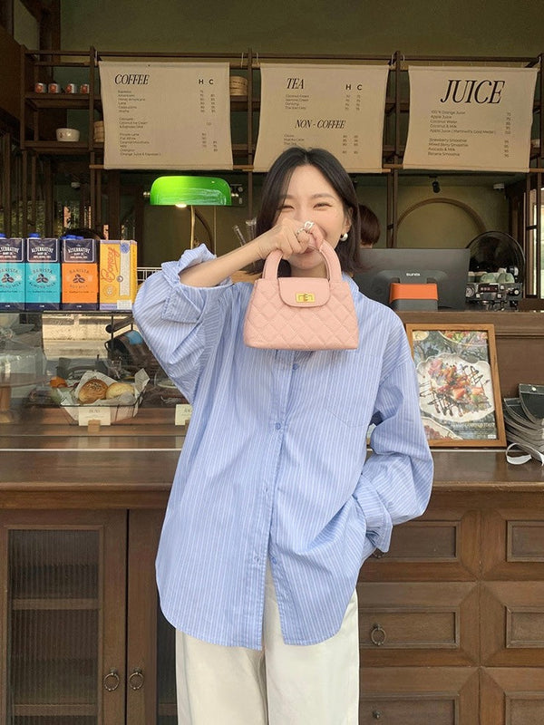 High-grade Blue Striped Shirt
