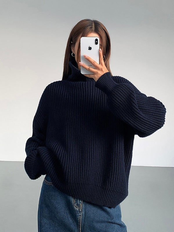 High Collar Loose Knitted Sweater