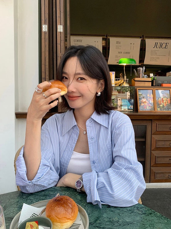 High-grade Blue Striped Shirt