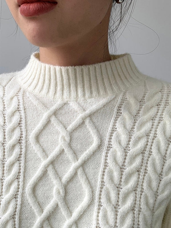 Cable Knitted Half Turtleneck Sweater
