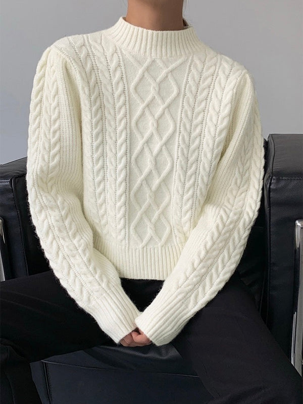 Cable Knitted Half Turtleneck Sweater