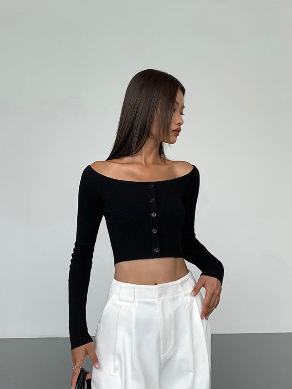 Round Neck Button Sweater